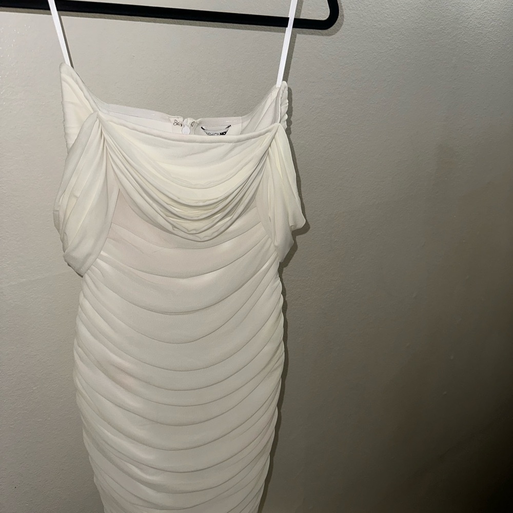 Elegant White Draped Dress